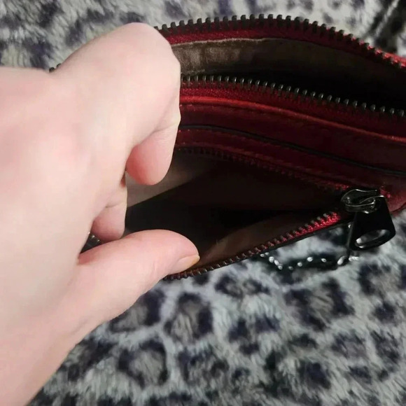 David Jones | Red Faux Leather Mini Bag City Style with  Long Removable Strap - Picture 11 of 12